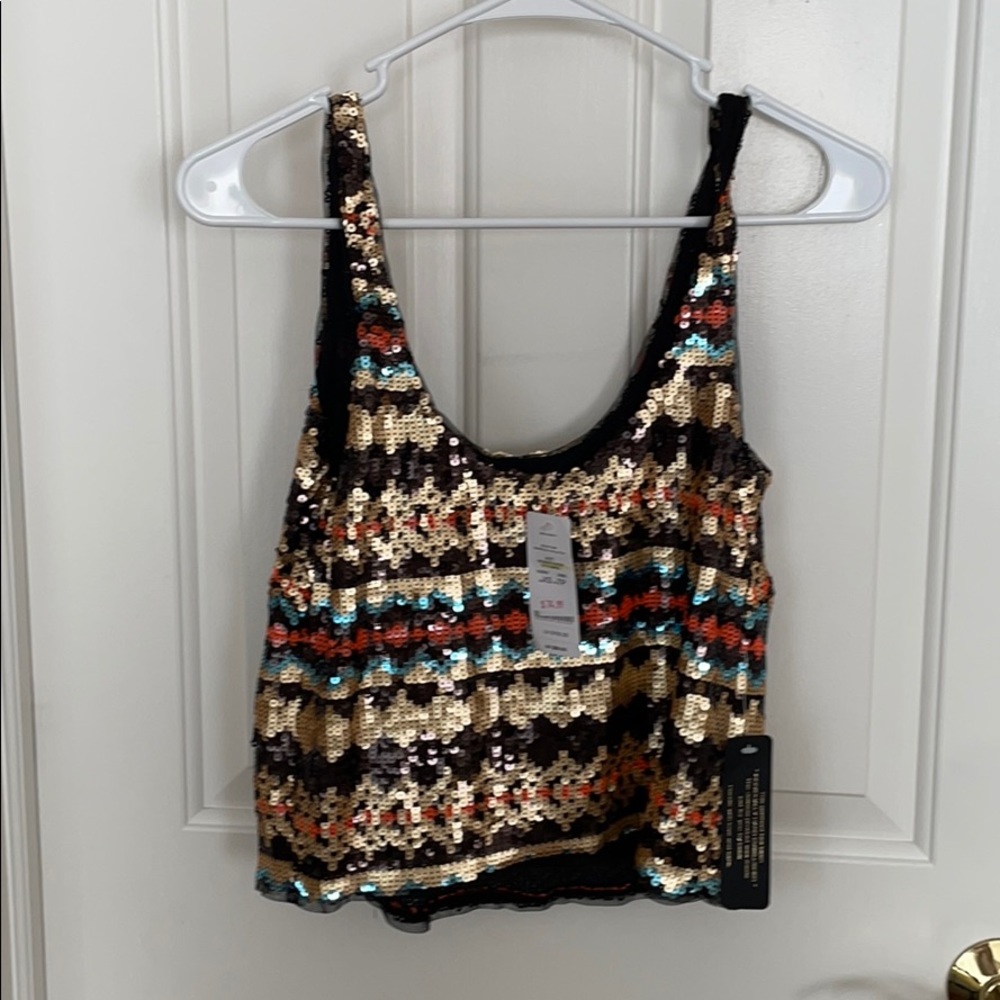 Bebe Cropped Sequin Top - image 1